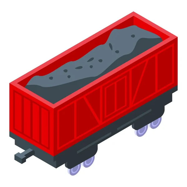 Ikona Izometryczna Wagonu Węglowego Przemysł Górniczy Ładowarka Maszyn — Wektor stockowy
