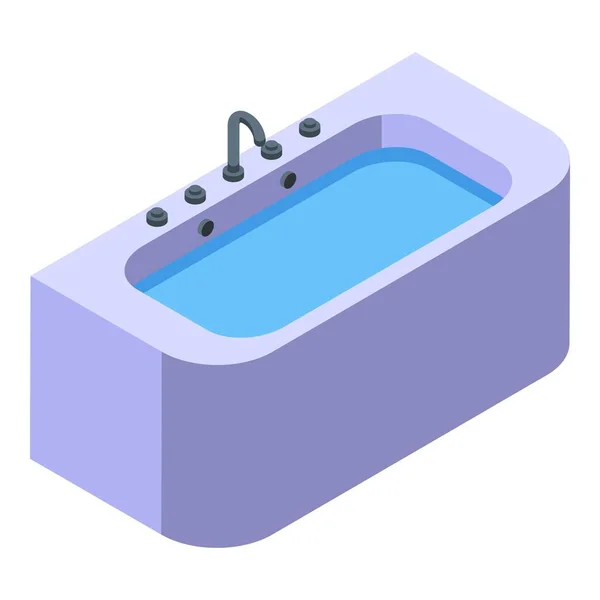 温泉按摩器图标等距矢量 健康浴 游泳池浴缸 — 图库矢量图片