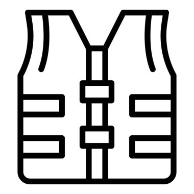 Yelek güvenlik simgesi ana hat vektörü. Su hayatı. Çocuk koruma.