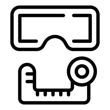 Dalış maskesi ikonu ana hatları vektörü. Güvenli su. Yelek koruması