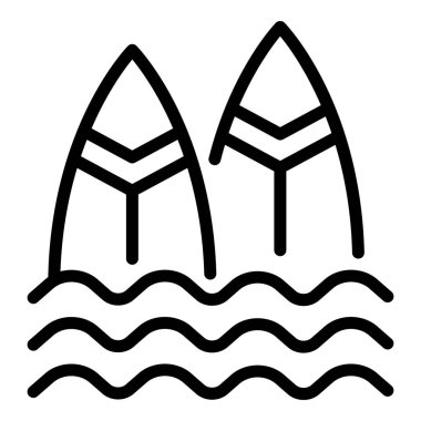 Okyanus sörf tahtası ikonu ana hatları vektörü. Güvenli su. Kurtarma ekipmanları