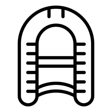 Su güvenliği teknesi ikonu ana hat vektörü. Yelek bekçisi. Okyanus ekipmanları