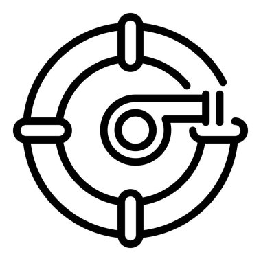 Su güvenliği eğitim ikonu ana hatları vektörü. Güvenli ıslık. Çocuk koruma.