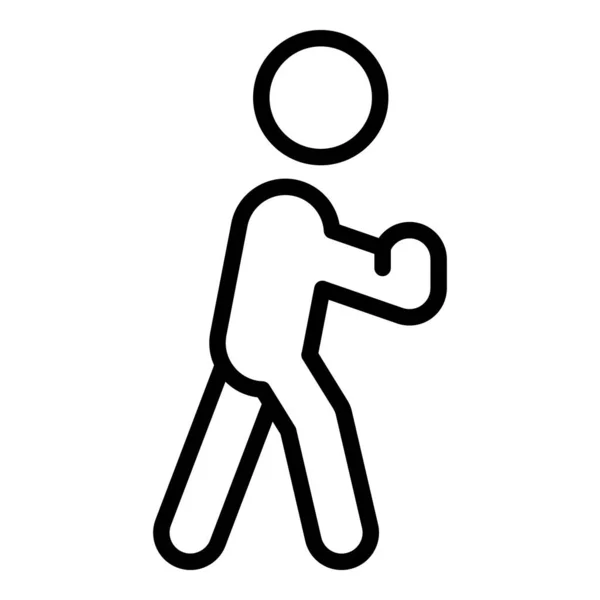 Boxing Man Icon Outline Vector Self Defense Martial Attack — Stock Vector
