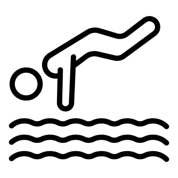 Swim Jump Icon Outline Vektor Sicherheitswasser Rettungsschwimmer — Stockvektor