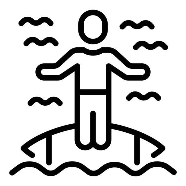 Ícone Surf Segurança Vetor Contorno Vida Água Guarda Praia — Vetor de Stock