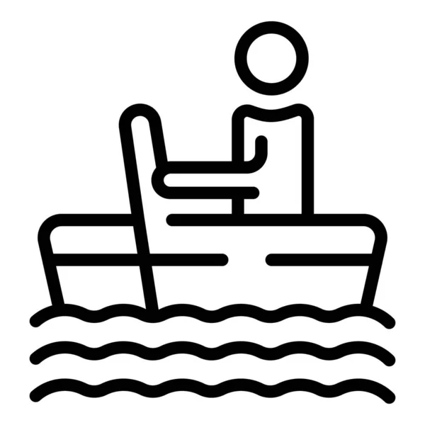 Πλοίο Από Ξύλο Θάλασσας Διάνυσμα Περίγραμμα Νερό Ασφαλείας Παιδική Παραλία — Διανυσματικό Αρχείο