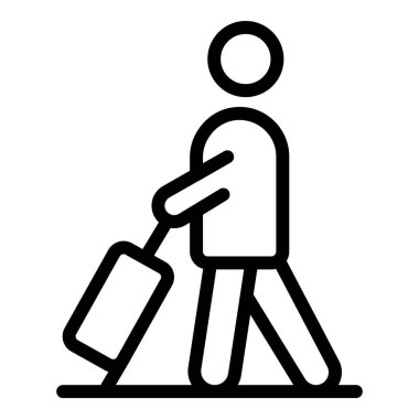 Arayıcı mülteci ikonu ana hat vektörü. Göçmen insanlar. Aile yerlerinden edildi