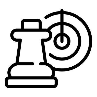 Radar satranç ikonu ana hat vektörü. Çevrimiçi oyun. Kurul Kraliçesi