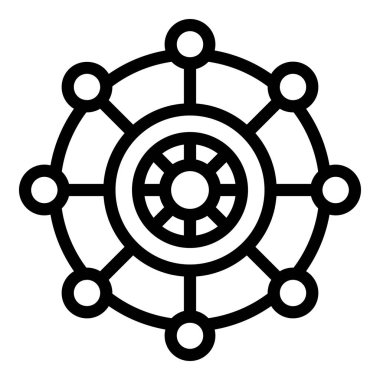 Nakış işi tekerlek ikonu ana hatları vektörü. Sanat eseri. El bileziği