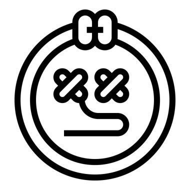 Kadın nakış ikonu ana hatları vektörü. Sanat stüdyosu. Örgü örmek