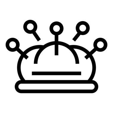 Örgü yastık ikonu ana hatları vektörü. El çabukluğu. Sınıf hobisi