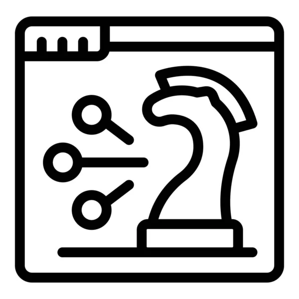 Online Chess Game Icon Outline Vector Board Queen Computer Bet — Stock Vector