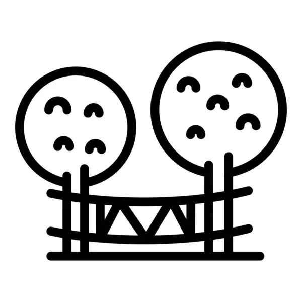 Baumseil Symbol Umrissvektor Abenteuerpark Waldaufstieg — Stockvektor