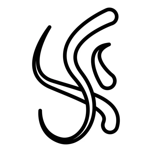 Biology Snake Icon Outline Vector Zahradní Červ Zvířecí Larva — Stockový vektor