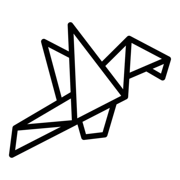 Fly Bird Origami Icon Outline Vector Animal Geometric Art Japan — Stock Vector