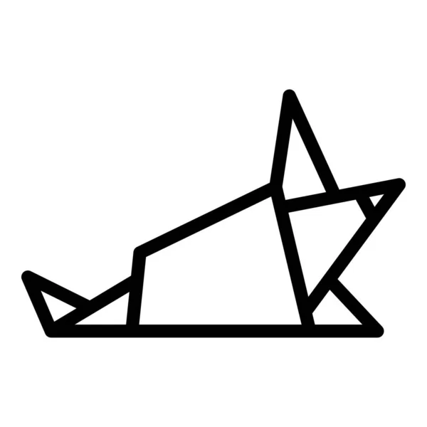 Bird Origami Icon Outline Vector Geometric Animal Art Paper — Stock Vector