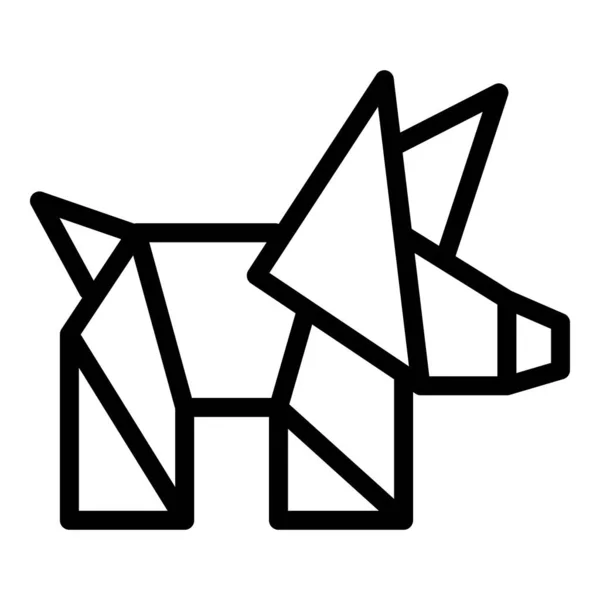 Origami Hund Symbol Umrissvektor Geometrisches Tier Polygonkunst — Stockvektor
