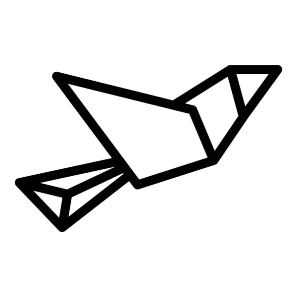 オウムの折り紙のアイコンのアウトラインベクトルを飛ぶ 幾何学的な動物だ ポリゴンアート — ストックベクタ