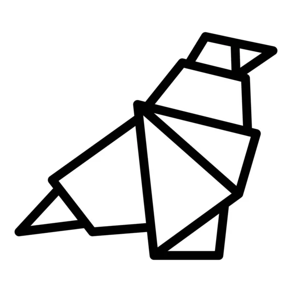 鳥の折り畳まれたアイコンのアウトラインベクトル 折り紙動物 ポリゴンアート — ストックベクタ