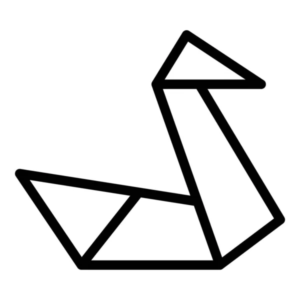 Origami Cigno Icona Contorno Vettore Animale Geometrico Poligono Carta — Vettoriale Stock