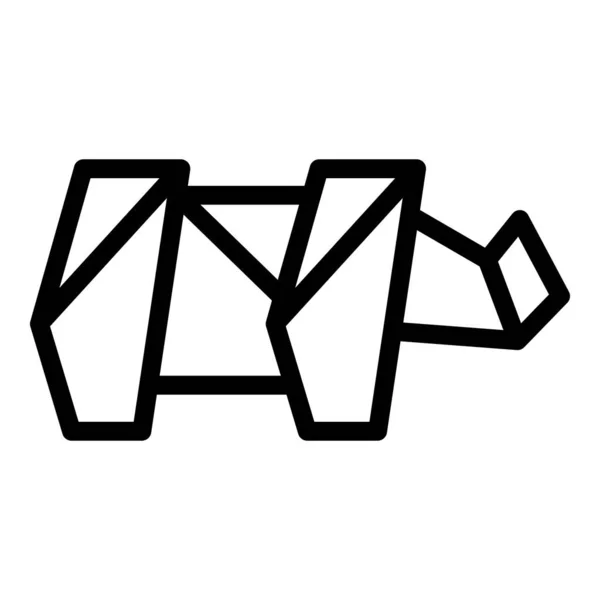 Origami Rhino Ícone Contorno Vetor Animal Geométrico Arte Papel —  Vetores de Stock