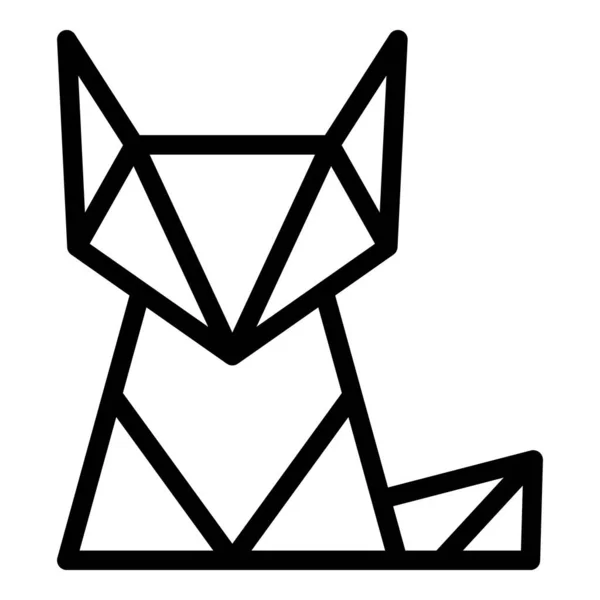 Origami Fox Icon Outline Vector Geometrico Animale Arte Poligonale — Vettoriale Stock