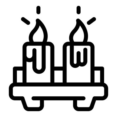 Mum ikonu ana hatları vektörü yanıyor. Havlu bezi. Kumaş Tekstil