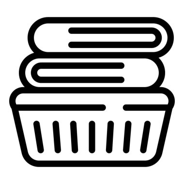 Katlanmış havlu ikonu ana hat vektörü. Kumaş kumaş. Tekstil temizliği