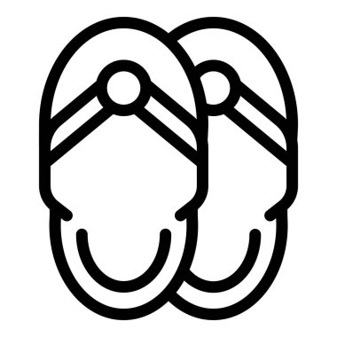 Spa terlikleri ikon ana hatları vektörü. Kumaş kumaş. Peçete tekstili