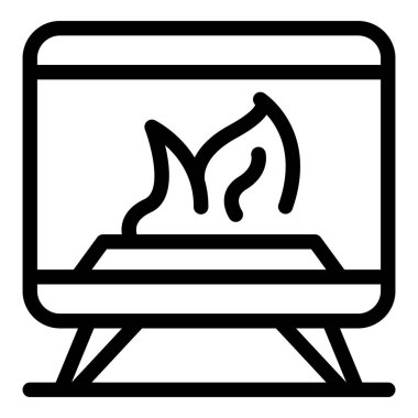 Isıtıcı fırını ikon ana hatları vektörü. Hava sobası. Ateş ısısı