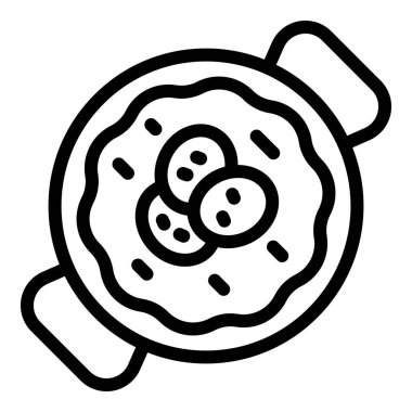 Portekiz mutfak ikonu ana hat vektörü. Yemek turtası. Yemek Lizbon.