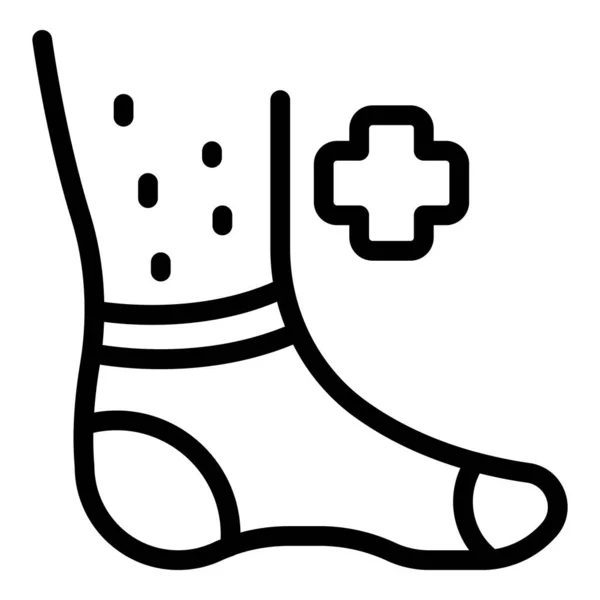 足の皮膚ヘルプアイコンアウトラインベクトル 足の健康 医者病 — ストックベクタ