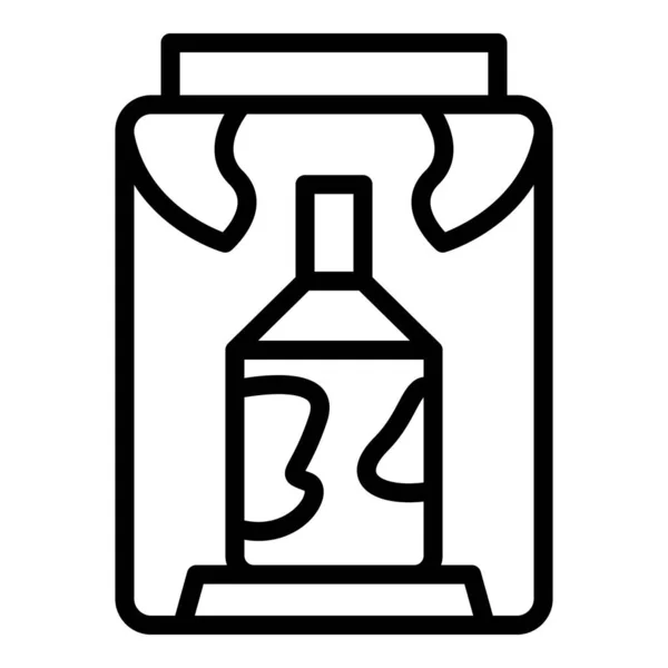 Flaschenglas Icon Umrissvektor Fabrikproduktion Herstellungsprozess — Stockvektor
