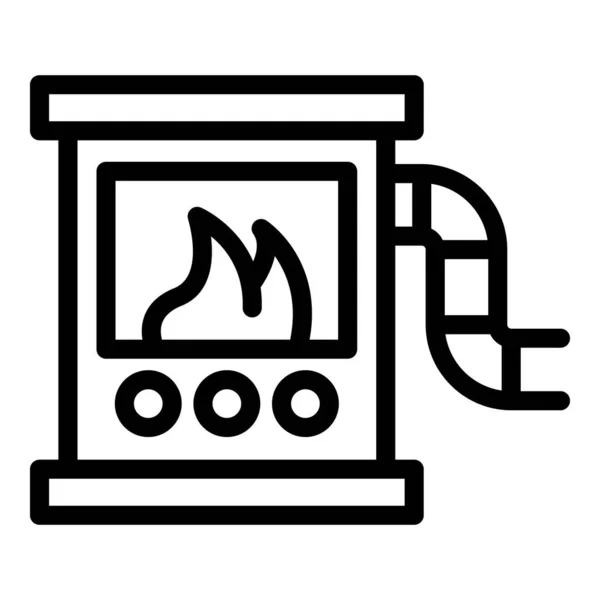 Service Furnace Icon Outline Vector Stove Heater Log Heat — Stock Vector