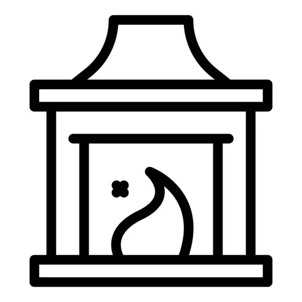 Вектор Контура Иконки Камина Деревянная Плита Огненный Кирпич — стоковый вектор
