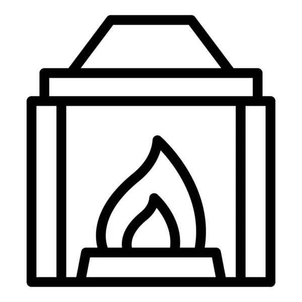 Umrissvektor Für Gasofen Symbole Brennendes Feuer Holzofen — Stockvektor