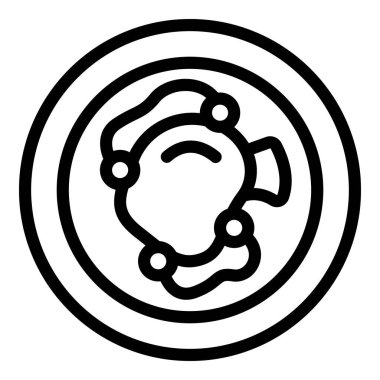 Tabak Lisbon ikon ana hatları vektörü. Morina yemeği. Mutfak yumurtası