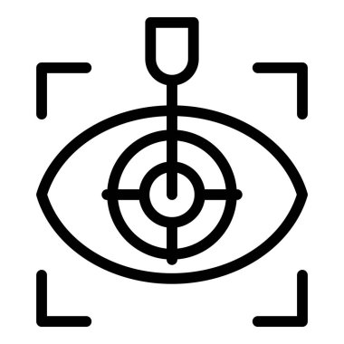 Hedef lazer düzeltme ikonu ana hat vektörü. Vizyon gözlükçisi. Bakım kontrolü