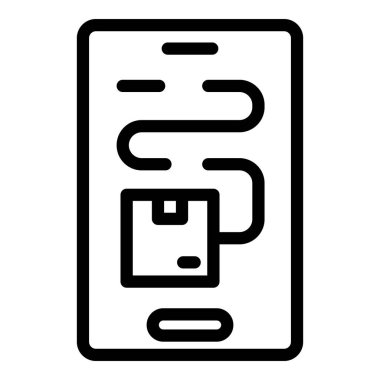 Paket izleme simgesi ana hat vektörü. Trafik nakliyesi. Kargo kamyonu