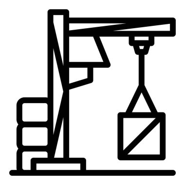 Kargo portu vinç simgesi ana hat vektörü. Trafik Servisi. Denizcilik konteynırı