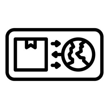 Paket küresel dağıtım ikonu ana hatları vektörü. Karavan. Dışarıya aktarma servisi