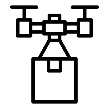 Drone parsel dağıtım ikonu ana hatları vektörü. Trafiği aktar. Kargo karavanı