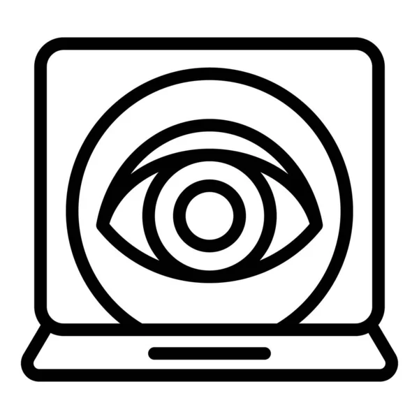 Laptop Icona Cura Degli Occhi Vettore Contorno Chirurgia Oculare Prova — Vettoriale Stock