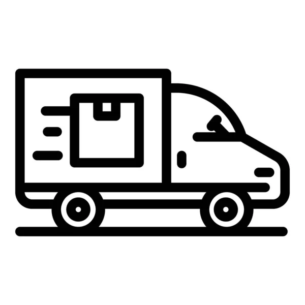 Veicolo Contorno Icona Consegna Camion Porta Esportazione Nave Container — Vettoriale Stock