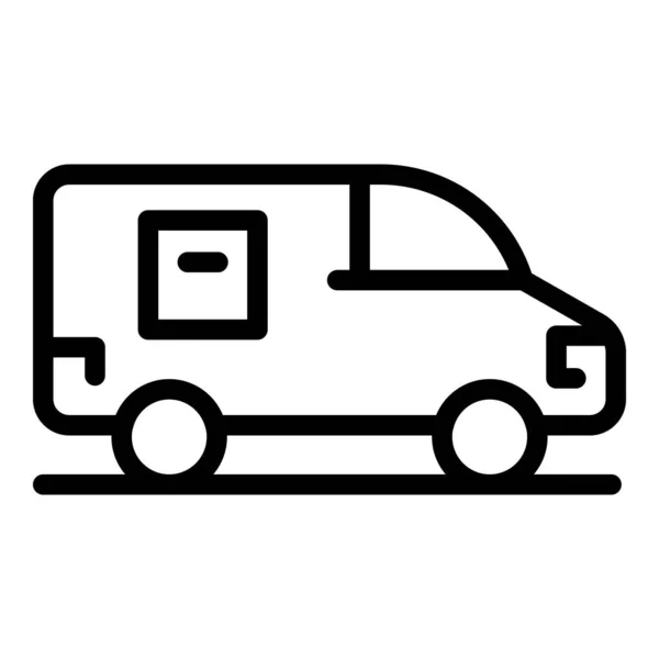 Bus Importation Icône Contour Vecteur Camion Cargo Navire Voiture — Image vectorielle