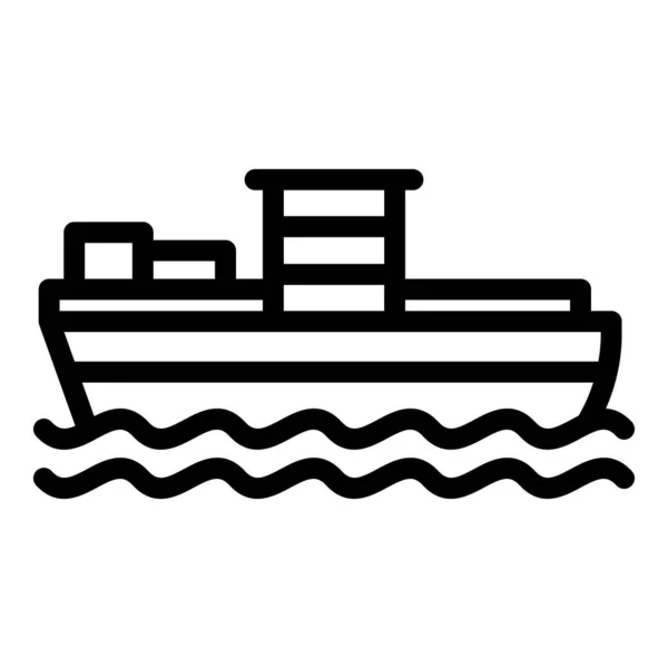 Cargo Navire Icône Contour Vecteur Van Service Port Maritime — Image vectorielle