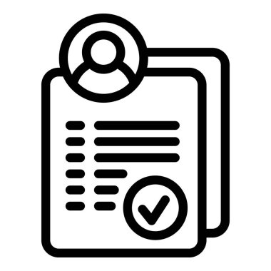 Kişinin dosya simgesi ana hatları vektörü. Kredi finansmanı. Para damgası