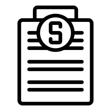 Dolar kağıt ikonu ana hatlı vektör. Krediyi onayla. Finans formu