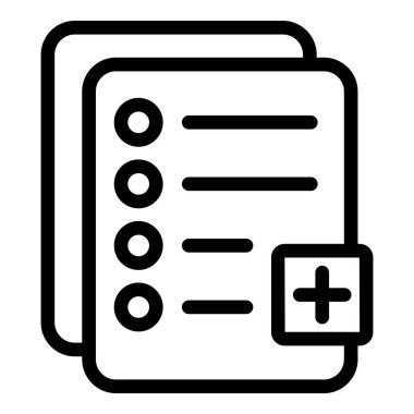 Artı belge simgesi ana hatlı vektör. Kredi onaylandı. Skoru kontrol et